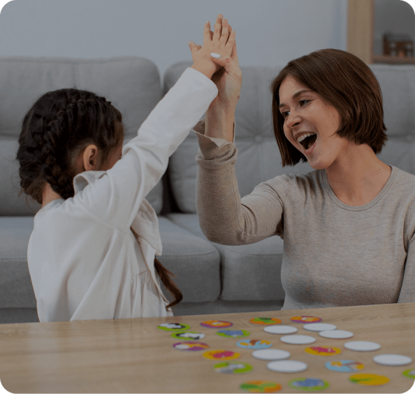front view of mother playing with her child